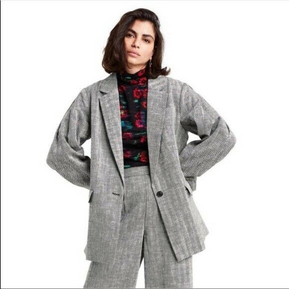 RACHEL COMEY x TARGET | Sz L Oversized Tweed Blazer Linen Cotton Blend Grey - Picture 7 of 7